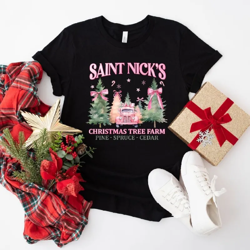 Coquette St. Nick's Tree Farm Short Sleeve Crewnneck Tee sold by Zulily