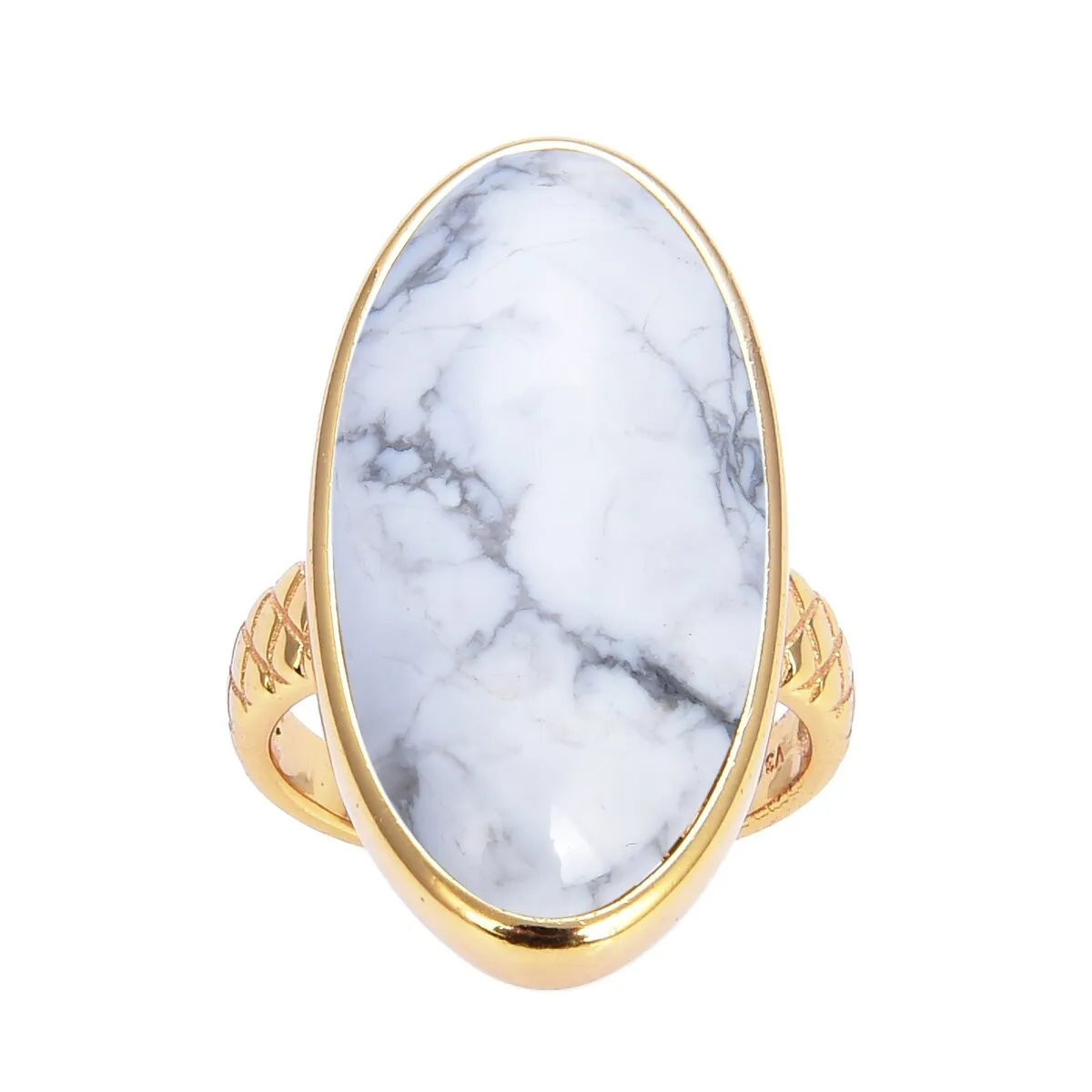 Gold Over Sterling Silver Oval Shape Howlite Vintage Ring sold by Zulily