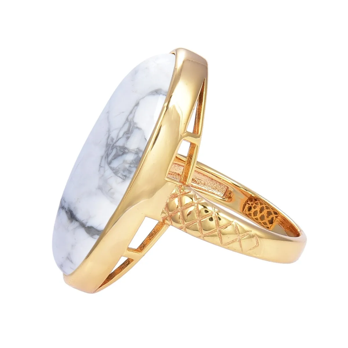 Gold Over Sterling Silver Oval Shape Howlite Vintage Ring sold by Zulily product image thumbnail 2