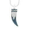 Sterling Silver Natural Blue and White Diamond Horn Pendant sold by Zulily