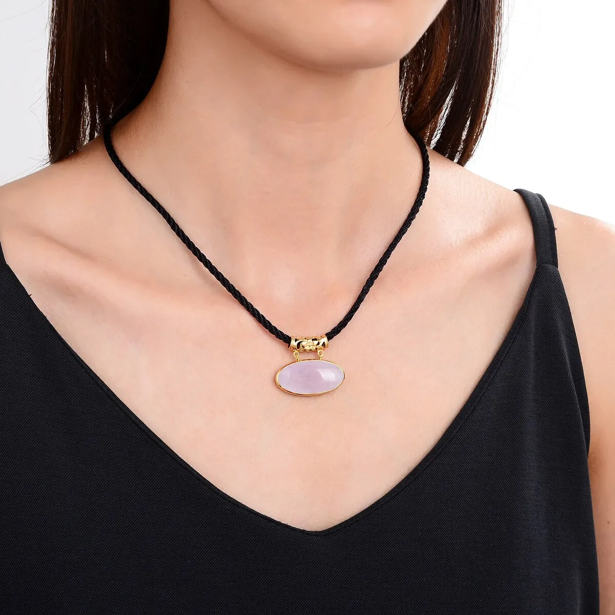 Gold Over Sterling Silver Rose Quartz Pendant with 18" Black Cord and 2" Extension sold by Zulily product image thumbnail 4