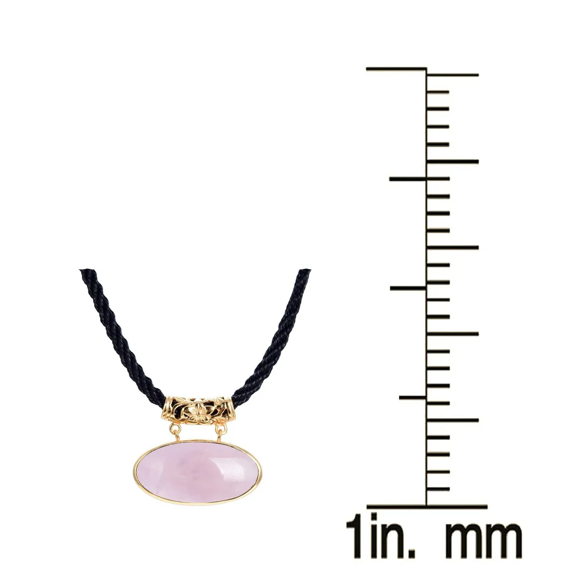 Gold Over Sterling Silver Rose Quartz Pendant with 18" Black Cord and 2" Extension sold by Zulily product image thumbnail 3