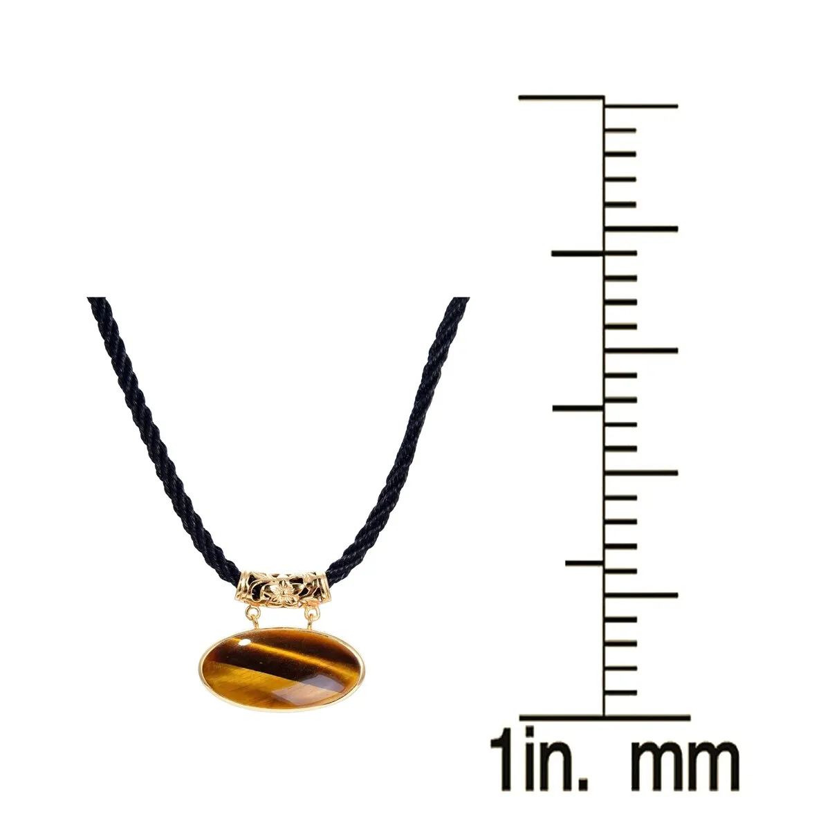 Gold Over Sterling Silver Tiger Eye Pendant with 18" Black Cord and 2" Extension sold by Zulily product image thumbnail 2