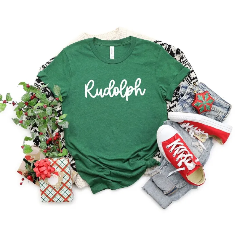 Rudolph Bold Cursive Short Sleeve Crewnneck Tee sold by Zulily