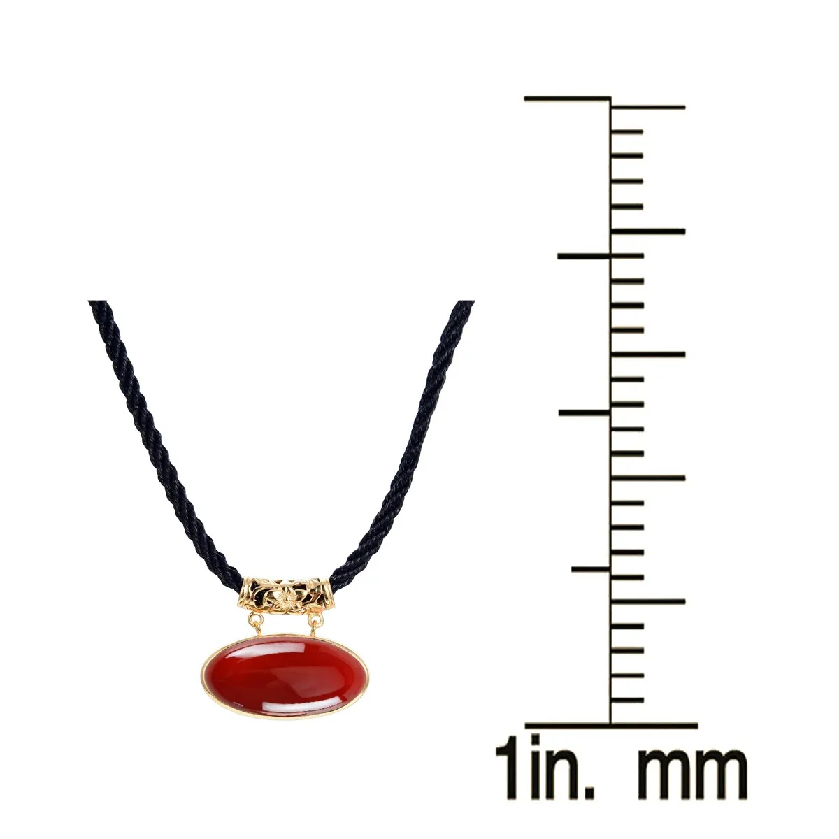 Gold Over Sterling Silver Carnelian Solitaire Pendant with 18" Black Cord and 2" Extension sold by Zulily product image thumbnail 3