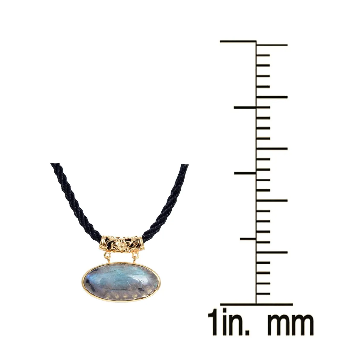 Gold Over Sterling Silver Labradorite Pendant with 18" Black Cord and 2" Extension sold by Zulily product image thumbnail 3