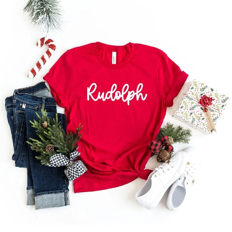 Rudolph Bold Cursive Short Sleeve Crewnneck Tee sold by Zulily