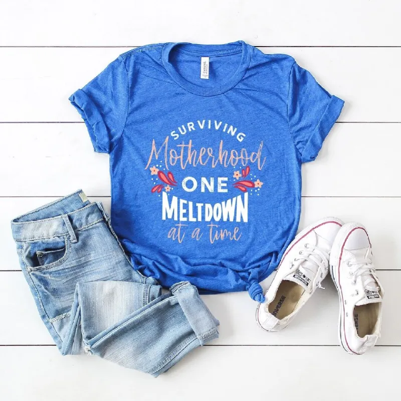 Surviving Motherhood Colorful Short Sleeve Crewnneck Tee sold by Zulily