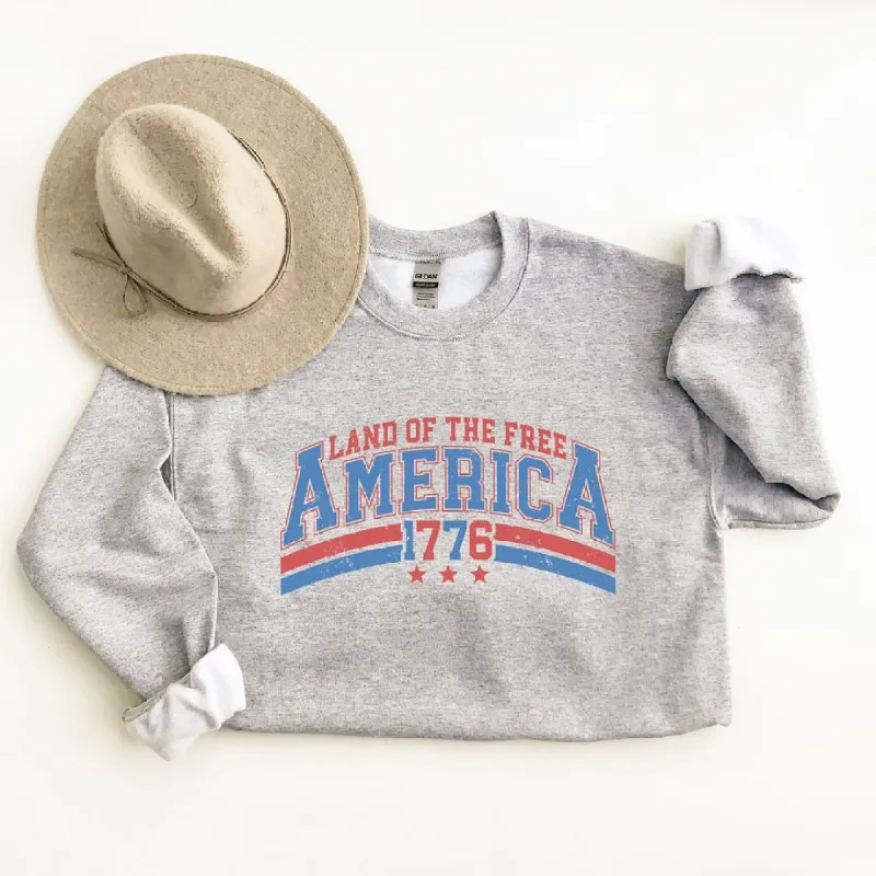 Land of the Free America Curved Graphic Sweatshirt sold by Zulily