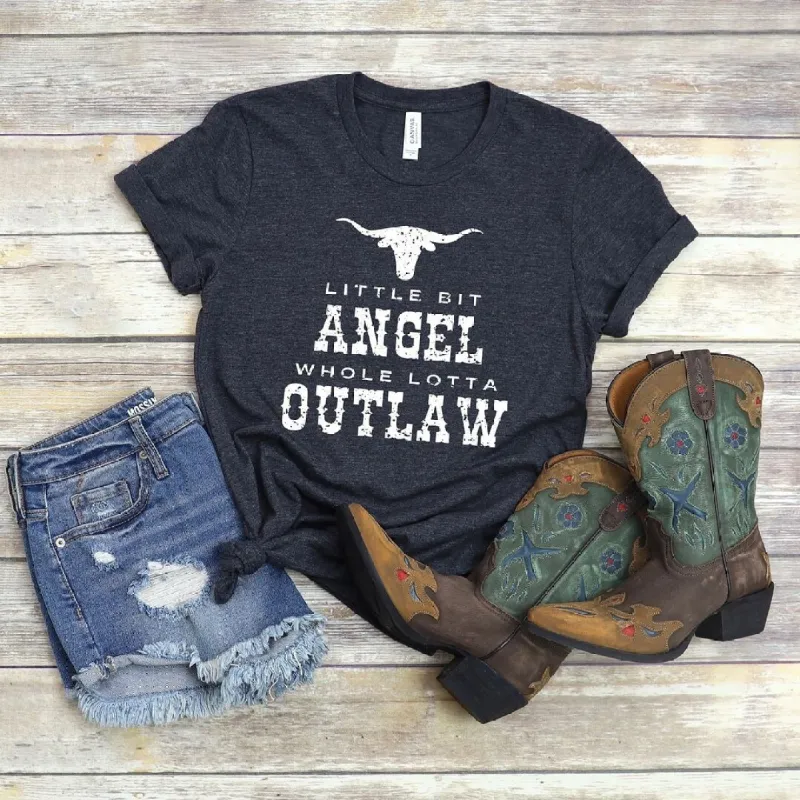 Little Bit Angel Horns Short Sleeve Crewnneck Tee sold by Zulily