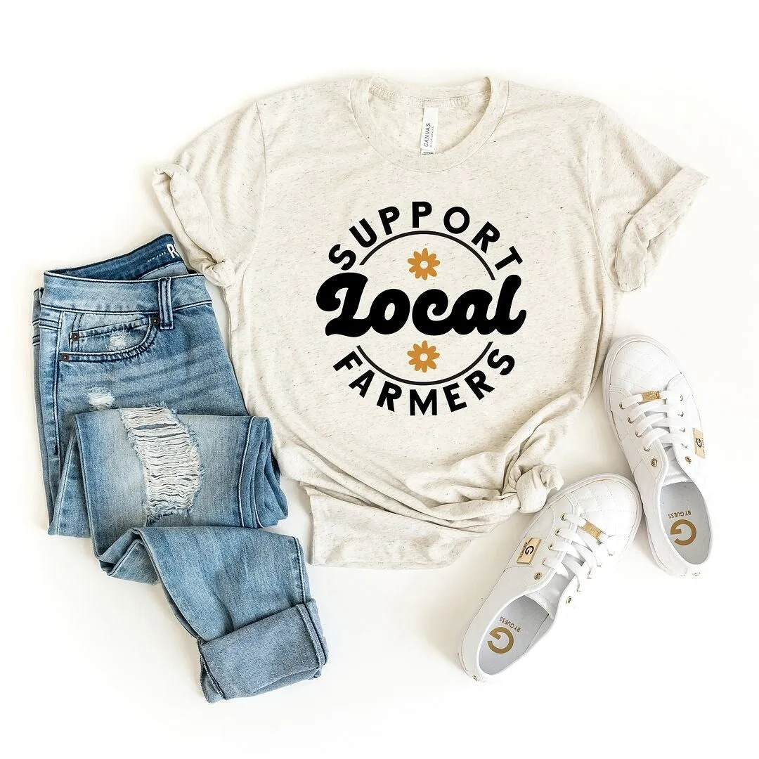 Support Local Farmers Flowers Short Sleeve Crewnneck Tee sold by Zulily