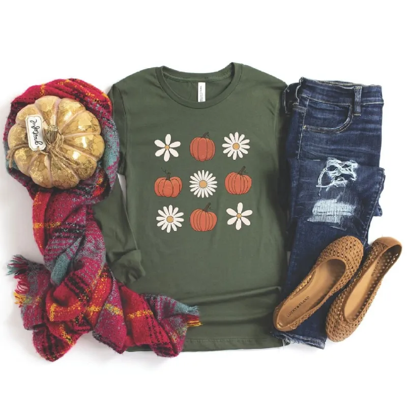 Pumpkin Daisy Checkered Long Sleeve Tee sold by Zulily