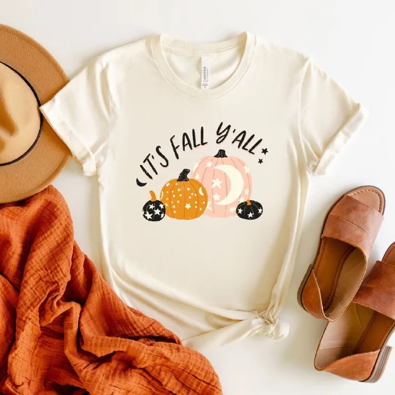 Boho It's Fall Y'all Pumpkins Short Sleeve Crewnneck Tee sold by Zulily