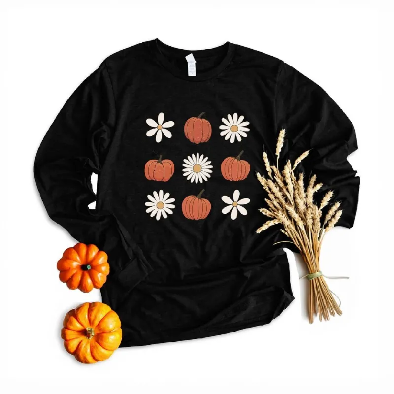 Pumpkin Daisy Checkered Long Sleeve Tee sold by Zulily