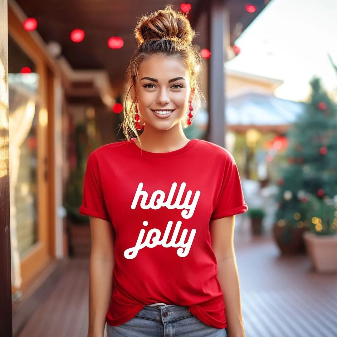 Holly Jolly Bold Cursive Short Sleeve Crewnneck Tee sold by Zulily product image thumbnail 3
