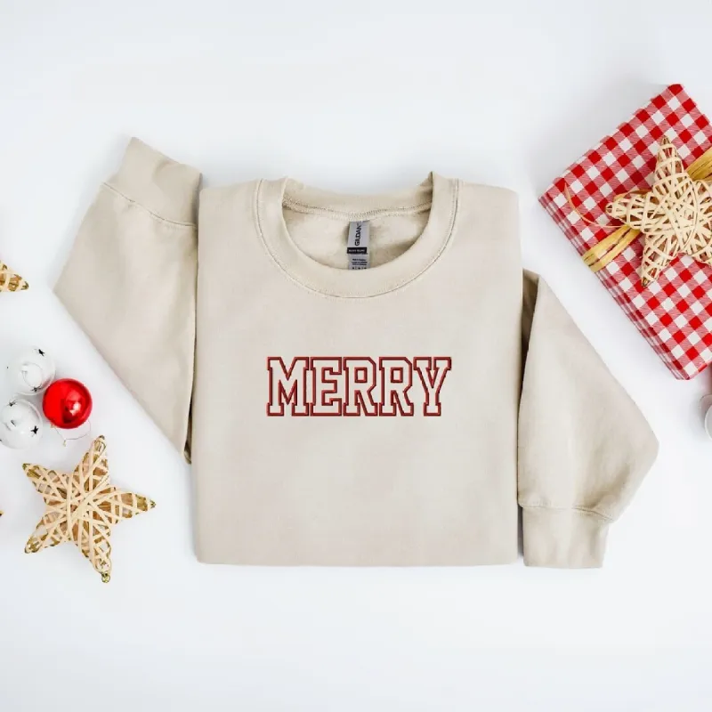 Embroidered Merry Graphic Sweatshirt sold by Zulily