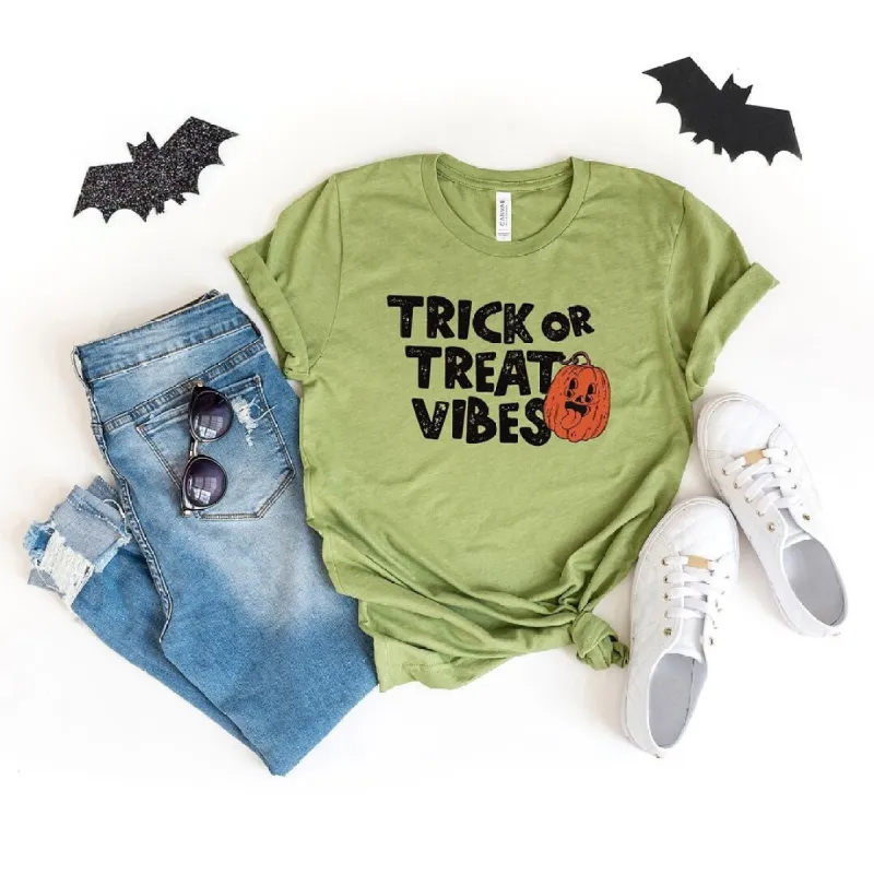 Trick or Treat Vibes Pumpkin Short Sleeve Tee sold by Zulily