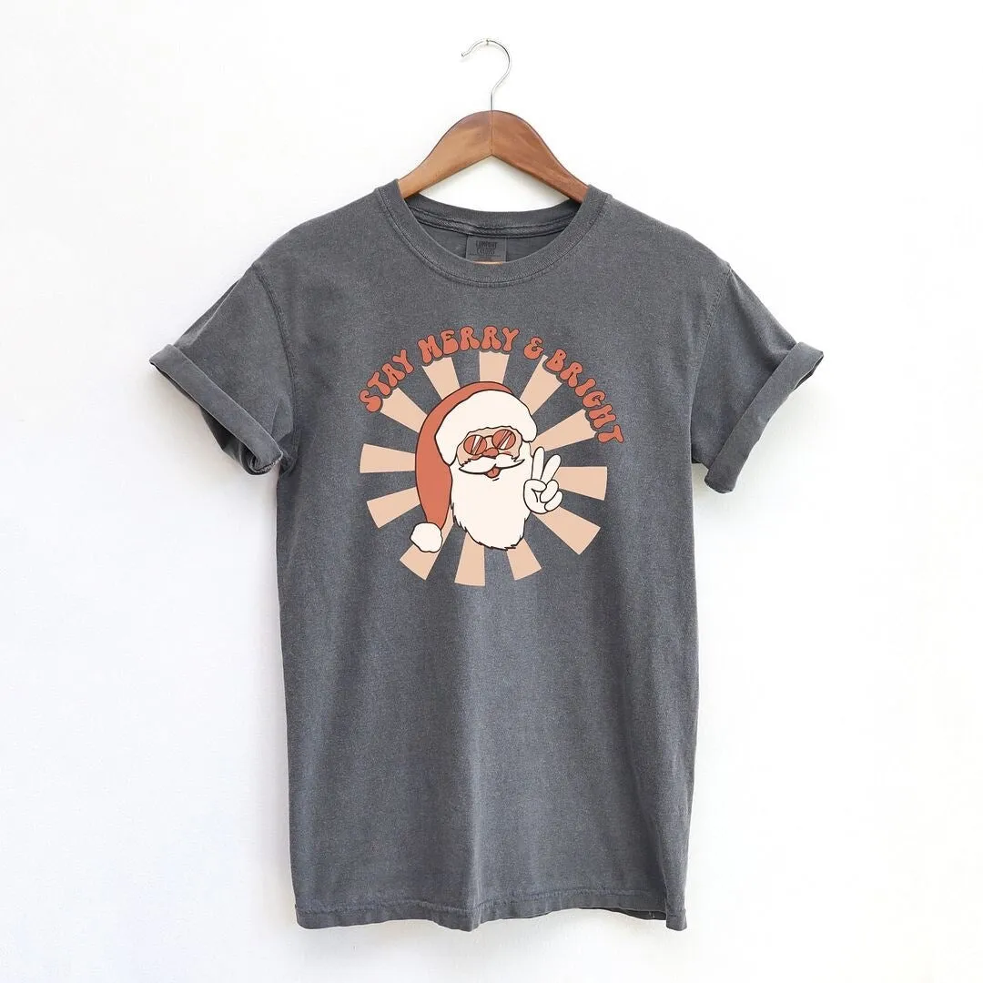 Stay Merry and Bright Santa Garment Dyed Tee sold by Zulily product image thumbnail 2