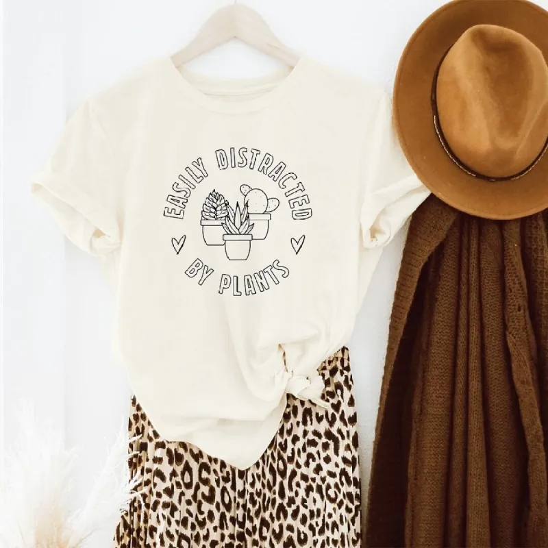 Easily Distracted by Plants Short Sleeve Crewnneck Tee sold by Zulily
