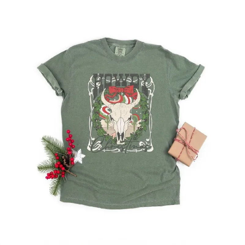 Howdy Christmas Bull Garment Dyed Tee sold by Zulily