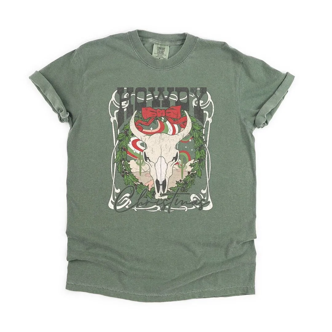 Howdy Christmas Bull Garment Dyed Tee sold by Zulily product image thumbnail 2