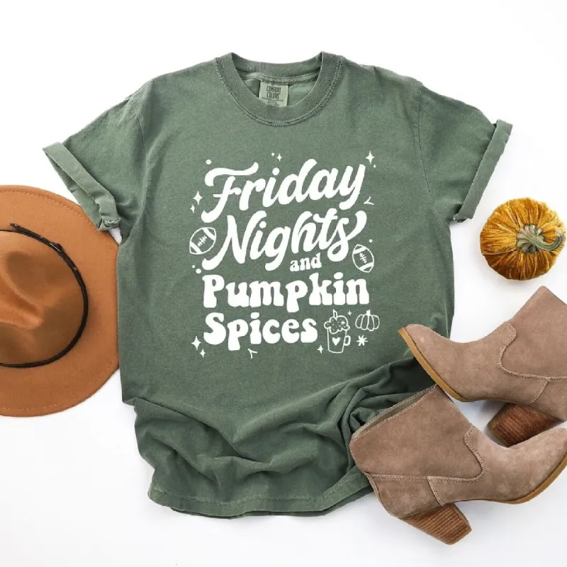 Friday Nights and Pumpkin Spices Garment Dyed Tee sold by Zulily