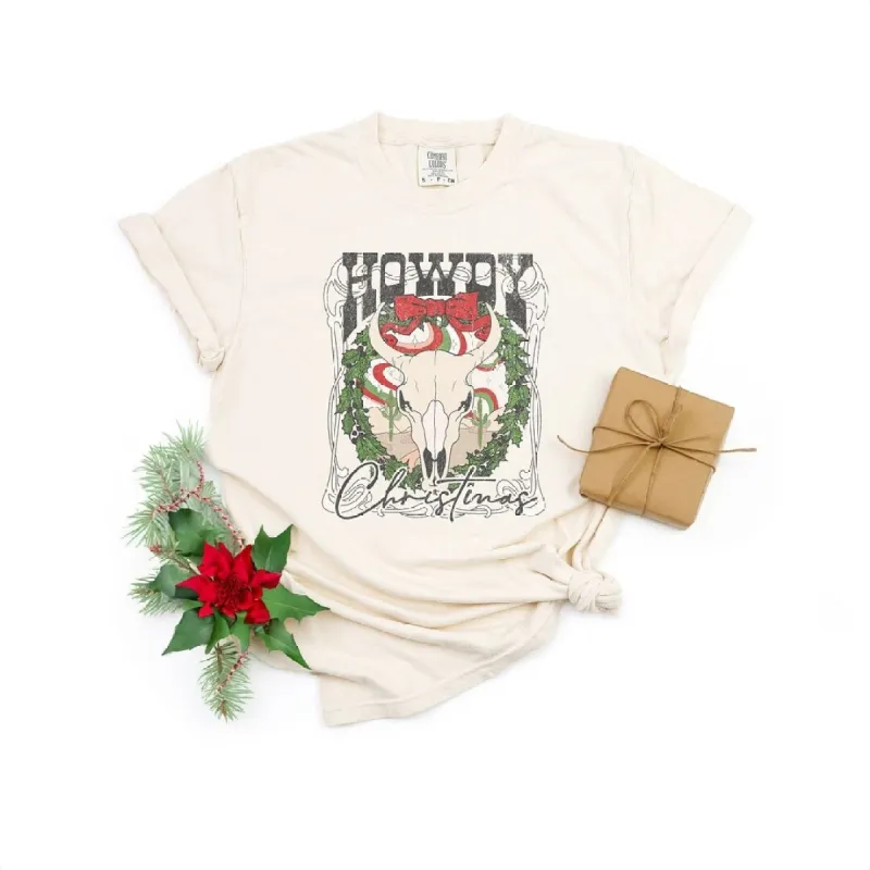 Howdy Christmas Bull Garment Dyed Tee sold by Zulily