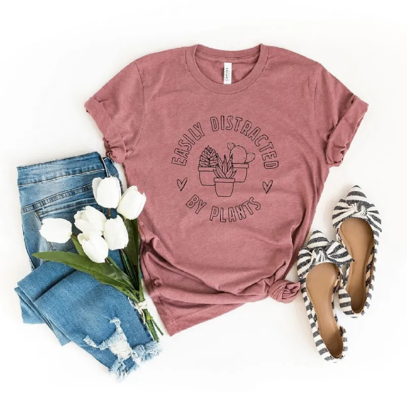 Easily Distracted by Plants Short Sleeve Crewnneck Tee sold by Zulily