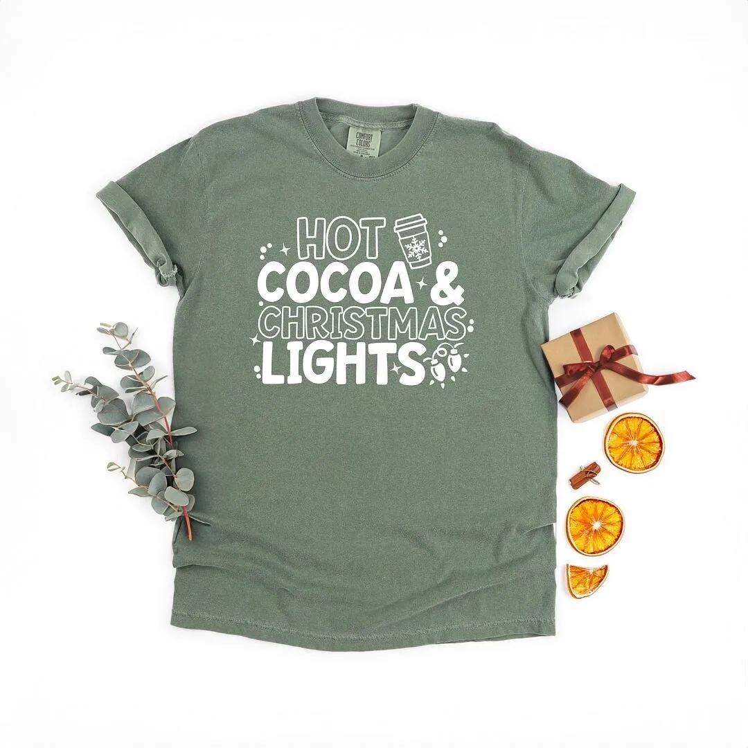 Hot Cocoa and Christmas Lights Garment Dyed Tee sold by Zulily
