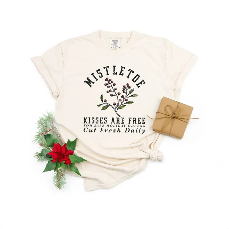 Mistletoe Kisses Are Free Garment Dyed Tee sold by Zulily