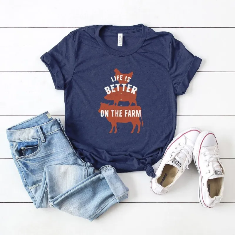Life is Better on the Farm Colorful Short Sleeve Crewneck Tee sold by Zulily