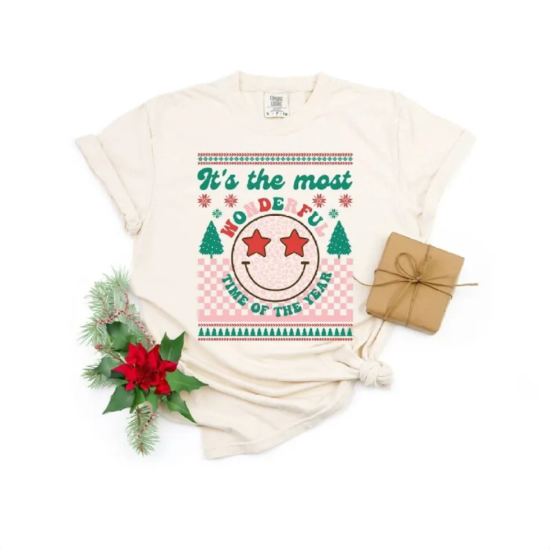 The Most Wonderful Time Smiley Garment Dyed Tee sold by Zulily