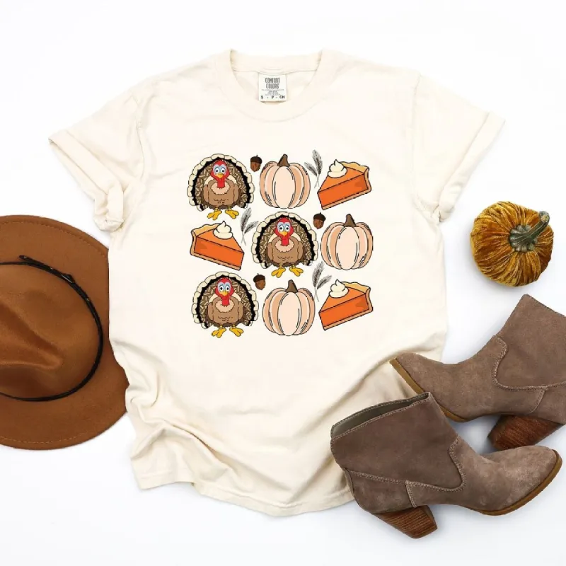 Turkey Pumpkin Pie Grid Garment Dyed Tee sold by Zulily