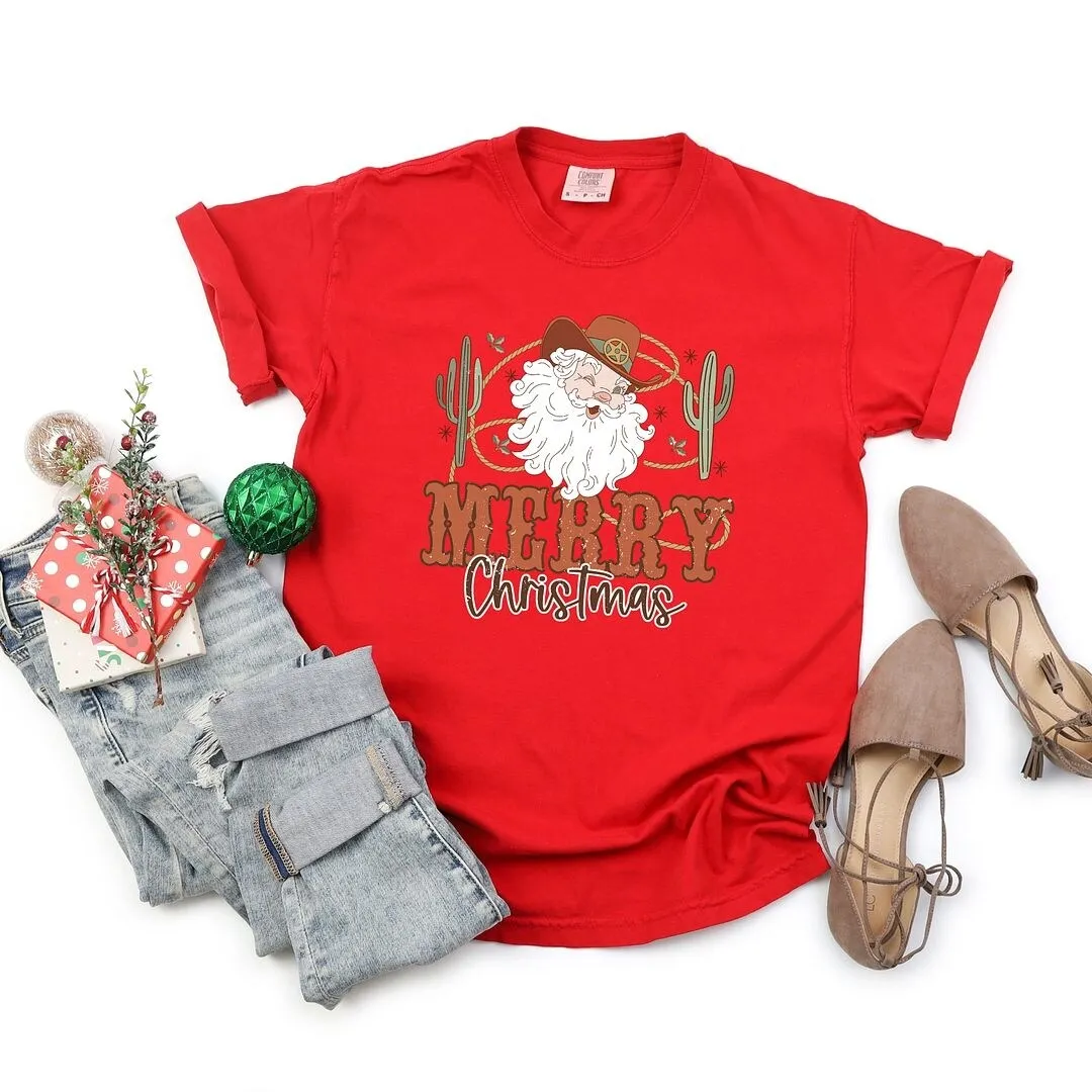 Cactus Western Santa Garment Dyed Tee sold by Zulily