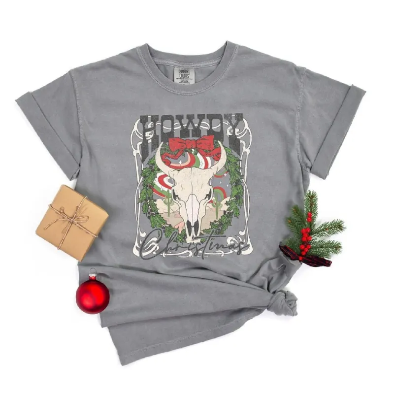 Howdy Christmas Bull Garment Dyed Tee sold by Zulily
