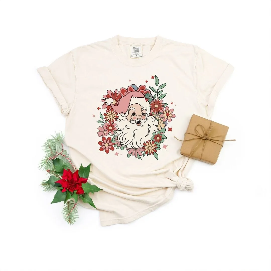 Floral Santa Garment Dyed Tee sold by Zulily