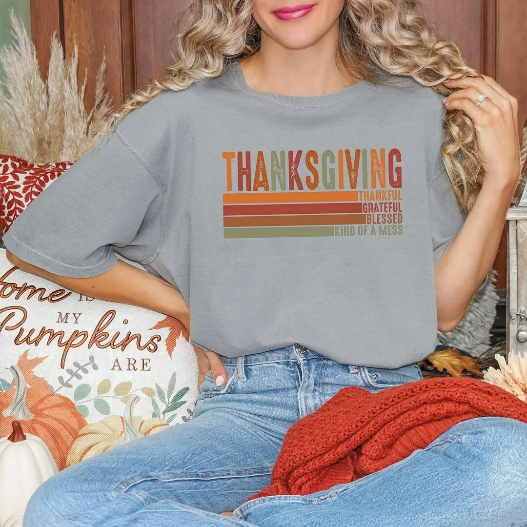 Thanksgiving Stripe Distressed Garment Dyed Tee sold by Zulily product image thumbnail 2