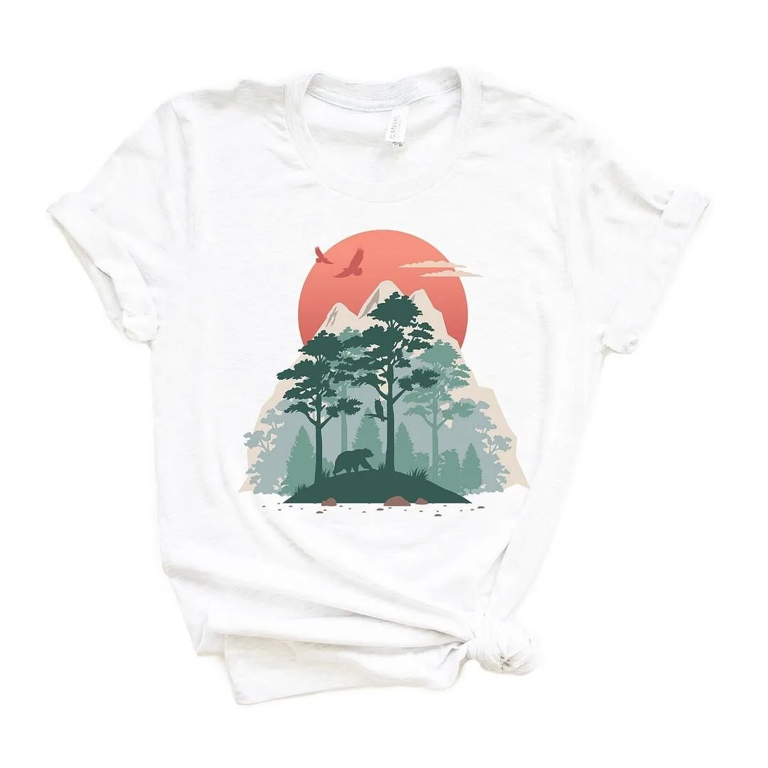 Bear in Forest Short Sleeve Crewnneck Tee sold by Zulily
