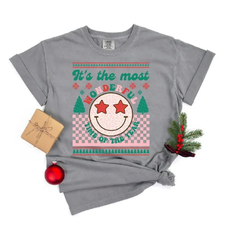 The Most Wonderful Time Smiley Garment Dyed Tee sold by Zulily