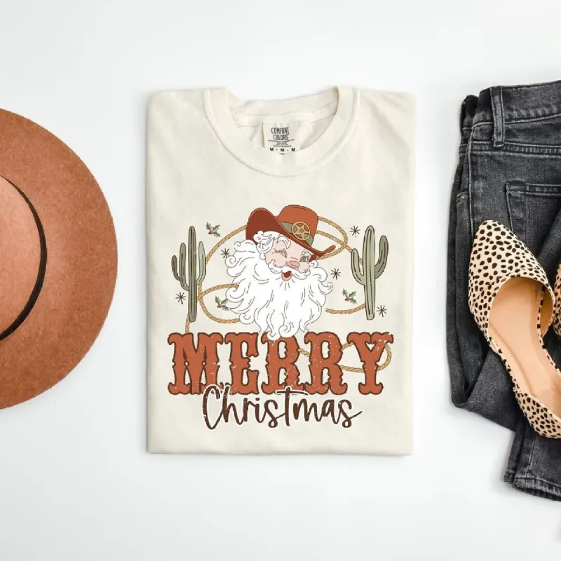 Cactus Western Santa Garment Dyed Tee sold by Zulily