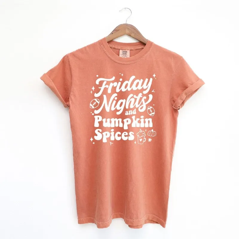 Friday Nights and Pumpkin Spices Garment Dyed Tee sold by Zulily