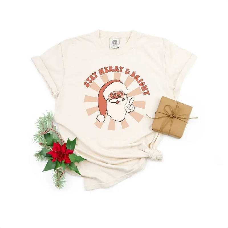 Stay Merry and Bright Santa Garment Dyed Tee sold by Zulily