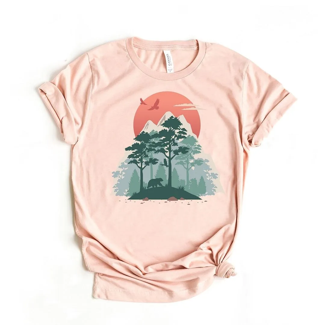 Bear in Forest Short Sleeve Crewnneck Tee sold by Zulily