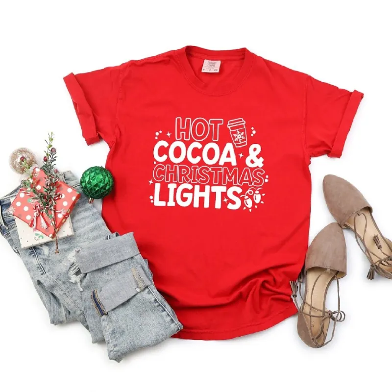 Hot Cocoa and Christmas Lights Garment Dyed Tee sold by Zulily