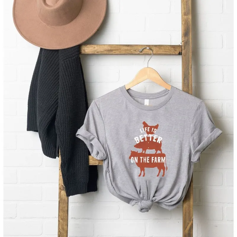 Life is Better on the Farm Colorful Short Sleeve Crewneck Tee sold by Zulily
