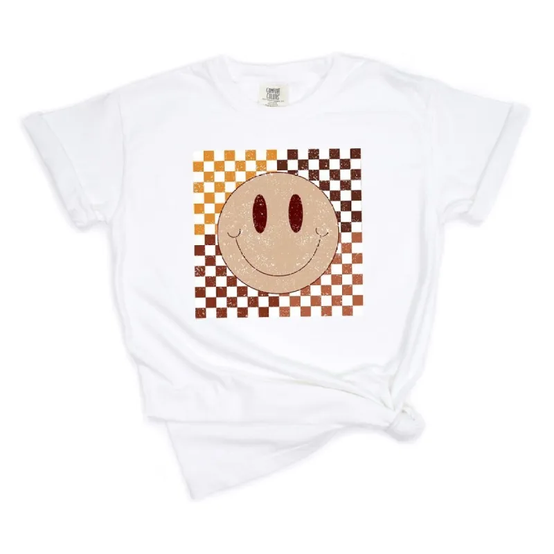 Fall Checkered Smiley Garment Dyed Tee sold by Zulily