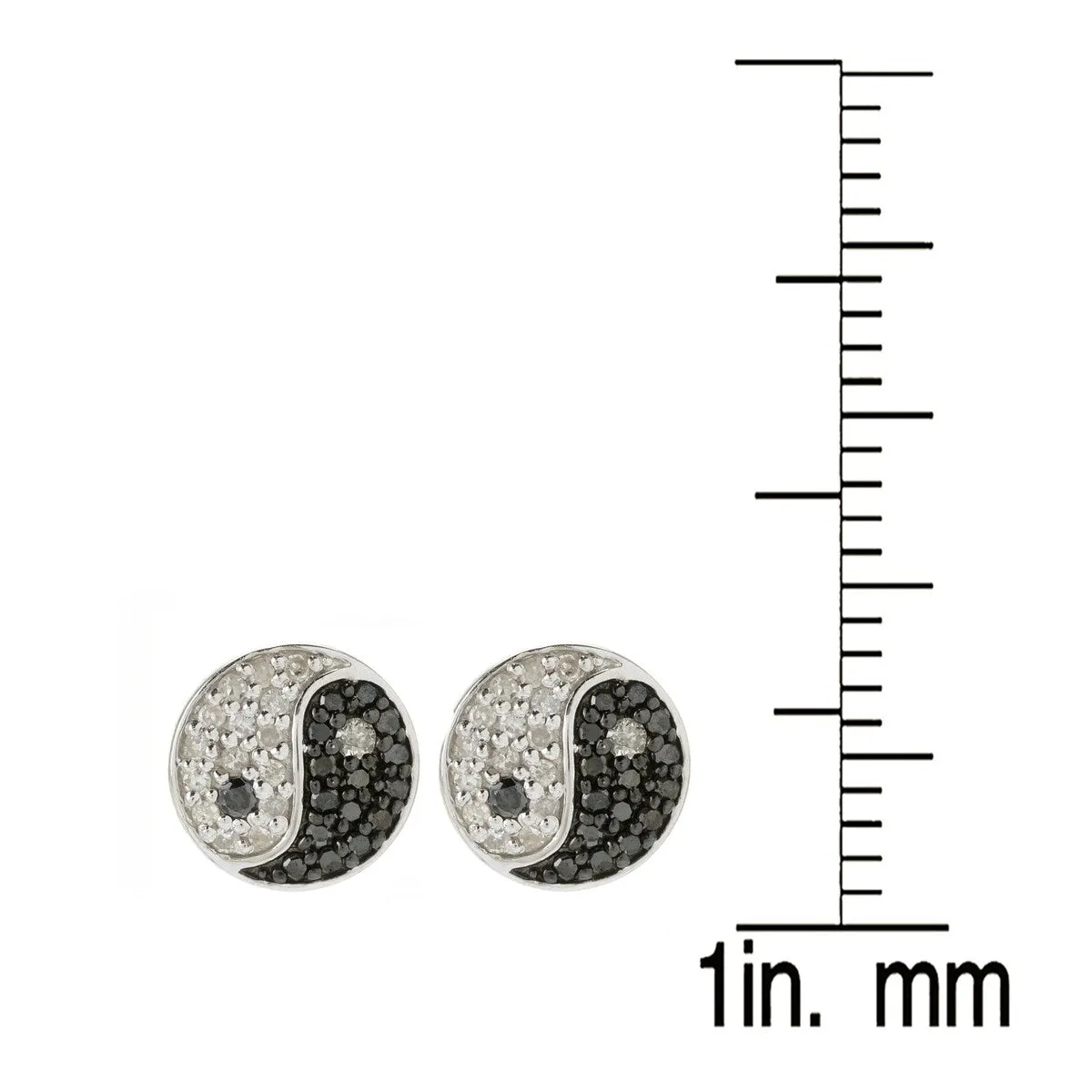 Sterling Silver Natural Black Diamond and White Diamond Yin Yang Earrings sold by Zulily product image thumbnail 2