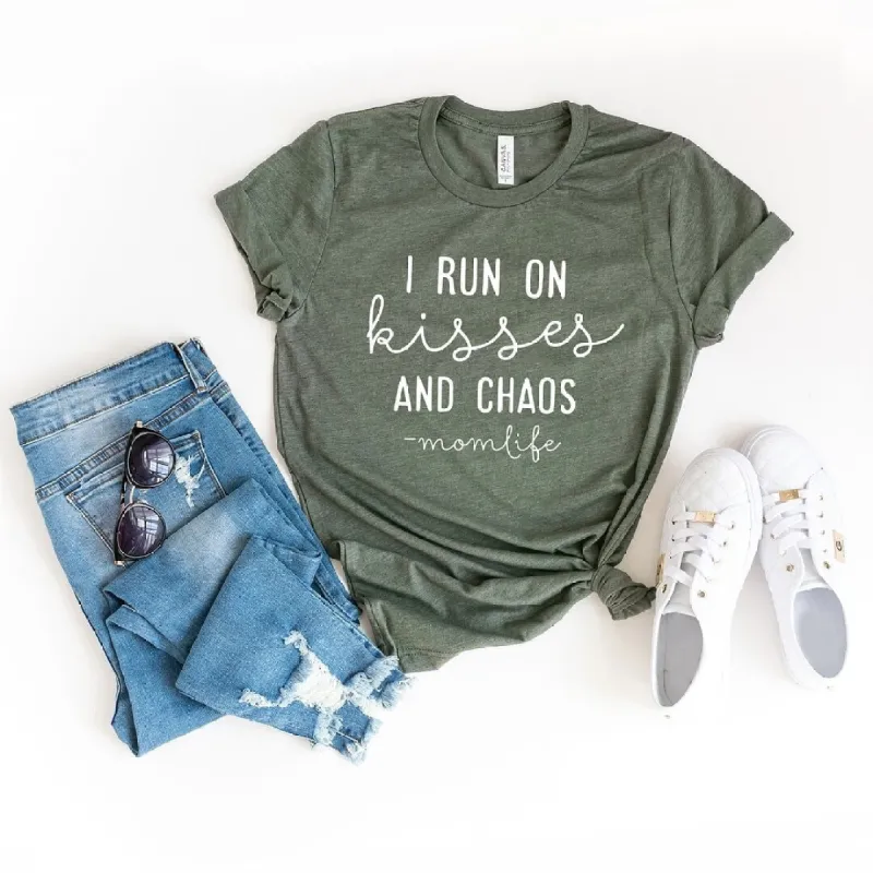I Run on Kisses and Chaos Short Sleeve Crewnneck Tee sold by Zulily