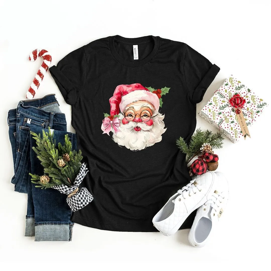 Watercolor Santa Face Short Sleeve Crewnneck Tee sold by Zulily