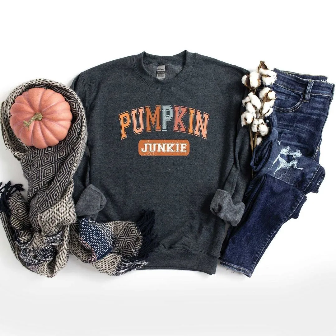 Varsity Pumpkin Junkie Sweatshirt sold by Zulily